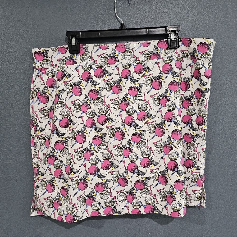 IZOD Women Golf Balls Themed White Pink Golf Skort 16